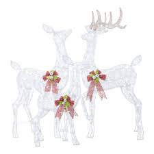 Light up the outside of your home this holiday season with outdoor decorating ideas for christmas that are as simple as they are magical. Home Accents Holiday 3 Piece Fantasleigh Outdoor Christmas Deer Family With Led Cool White Lights Ty594 2014 The Home Depot
