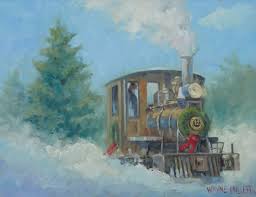 Christmas Train 14 X 18 Oil On Canvas Painting Original Canvas Christmas Train