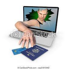 We all know how computers are targeted for theft. Computer Identity Theft Of Us Passport And Credit Card Cyber Criminal Reaches Out Of Laptop Screen And Steals A Credit Card Canstock