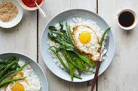 Toasted Coconut Rice With Bok Choy And Fried Eggs Recipe Recipe Bok Choy Coconut Rice Braised Chicken