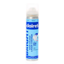Hair color sprays are, as you may have guessed, spray on hair colors that aren't permanent. Uv Glow Temporary Hair Color Blue Claire S