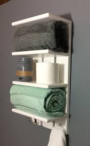 White Coastal Towel Rack With Hooks Bathroom Shelf With Etsy White Wall Shelves Bathroom Shelves For Towels Towel Rack
