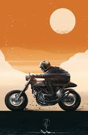 Jean Gabriel Nadeau Fortin Vintage Cafe Racer Motorcycle Illustration Motorbike Illustration Motorbike Art