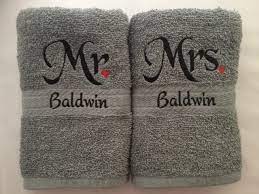 Embroidered Mr Mrs Hand Towel Set 2 With Free Etsy Perfect Wedding Gift Personalized Hand Towels Embroidered Wedding Gifts