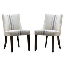 Striped chairs with thick white and blue bands are just perfect for the modern beach style home [from: Noble House Harman Blue Stripe On Beige Linen Dining Chair Set Of 2 5221 The Home Depot