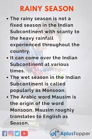 In the middle of the day, sun rays are very. 10 Lines On Rainy Season For Students And Children In English A Plus Topper