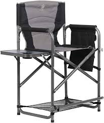 Amazon Com Ever Advanced Medium Tall Directors Chair Bar Height Foldable Makeup Artist Chair With Side Table Cup Holder Side In 2020 Cool Chairs Directors Chair Chair