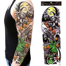 1pcs New Unisex Full Arm Waterproof Tattoo Sticker Men And Women Halloween Skull Temporary Tattoo Sticker Body Art Sleeve Tattoos Full Sleeve Tattoos Tattoos