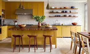 A light wood brown and white makes for a great earthy and bright kitchen. 34 Stylish Yellow Kitchen Ideas Designs Pictures