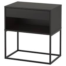 Vikhammer Bedside Table White 60x39 Cm Ikea Black Bedside Table Black Side Table Metal Nightstand