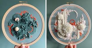 My Three Dimensional Embroideries Inspired By Oceanic And Botanical Forms Abstract Embroidery Etsy Instagram Embroidery