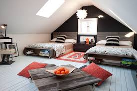 The right flooring is at lowe's. Lowes Mesa Az With Rustic Kids Also Area Rug Attic Bed Pillows Bedroom Casement Windows Dark Wall Earth Tone Colors Flat Woven Rug Painted Floor Rustic Shared Room Skylights Storage Cart Wood