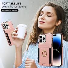 Funda De Cuero Para iPhone 14 Pro Max Rosado Oro