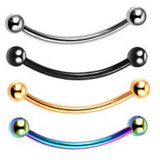 Snake eyes tongue piercing jewelry. G23 Titanium Snake Eyes Curved Tongue Ring Barbell 16g
