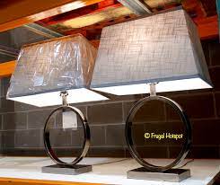 Laminated natural walnut finish and charcoal Costco Sale Bridgeport Designs Halo Table Lamp 2 Pk 59 99