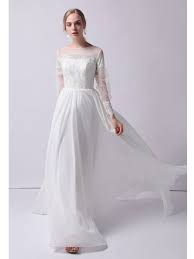Ein sehr schönes elegantes kleid aus tüll mit spitze und sehr dünne träger. Standesamt Brautkleid Sportlich Elegant Lange Armel Spitze Chiffon Leicht Fliessend