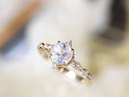 Vintage Moonstone Engagement Ring Diamond Moonstone Ring Etsy In 2020 Moonstone Engagement Ring Rose Gold Moonstone Ring Unique Engagement Rings