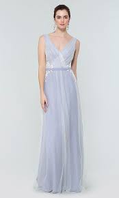 V Neck Long Tulle Bridesmaid Dress By Kleinfeld Tulle Bridesmaid Dress Bridesmaid Dresses Bridesmaid Tulle