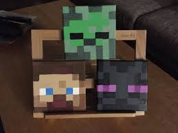 Easy Minecraft Diy Canvas Painting Zombie Steve Enderman Canvas Painting Diy Painting Minecraft Diy Canvas