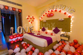 Another wedding night bedroom decoration idea is to include some good pictures of the couple throughout the entrance to make to make it a flowers are a part of traditional wedding night bedroom decoration. A Romantic Happy Wedding First Night Decoration With Huge Love Letters And Red White Balloons