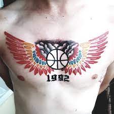 Black and grey crown with basketball tattoo on right shoulder. Tattoo Uploaded By Nucky Thompson Basketball Tattoo Wings Colored 1992 682251 Tattoodo