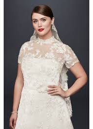 Lace Appliqued Plus Size Wedding Dress And Topper Tea Length Wedding Dress Wedding Dress Topper Wedding Dresses Lace