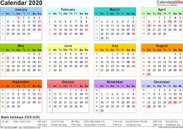 Printable Calendar Uk 2020 In 2020 Excel Calendar Printable Calendar Design Calendar Template