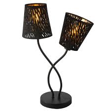 Tischlampe Samt Schwarz Gold Dekor Stanzungen Tuxon Etc Shop