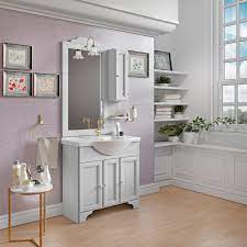 Mobile Bagno Stile Classico Decape Provenzale 75cm Con Lavabo In Ceramica E Specchiera Mobile Bagno Bagno Pensile