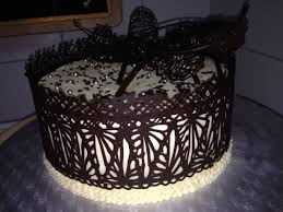 Chocolate Lace Cake With Tempered Chocolate Decorations Chocolate Lace Cake Chocolate Decorations Cake