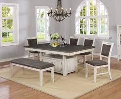 Pair with the matching bench or dining chair to create a cohesive aesthetic, or refresh your current dining chairs with this handsome table. Rubbed White And Gray Dining Set My Furniture Place