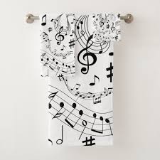 Black And White Bathroom Towel Set Music Musical Notes Black And White Bath Towel Set Zazzle Com In 2020 White Bath Towels Towel Set Bath Towel Sets