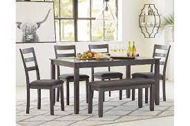Dining table for 2 to 4 small space, kitchen table 47 inch heavy metal frame, easy assembly, for living room, rectangular dining room table brown 4.6 out of 5 stars 266 $59.99 $ 59. Bridson Dining Table And Chairs With Bench Set Of 6 Ashley Furniture Homestore