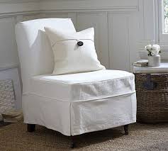 Maxton Slipcovered Slipper Chair Denim Warm White Slipcovers For Chairs Slipper Chair Slipcover Most Comfortable Office Chair