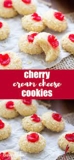 Cream cheese spritz cookies are decadent little christmas cookies with subtle cinnamon undertones and a soft creamy texture that begs to be gobbled up. Cherry Cream Cheese Cookies Best Christmas Cookie Recipe Cream Cheese Cookies Easy Christmas Cookie Recipes