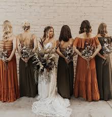Burned Orange Olive Green Bridesmaid Dresses Fall Bridesmaid Dresses Elope Wedding Fall Bridesmaids