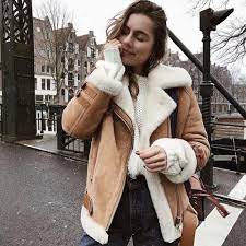 Faux Fur Lined Leather Shearling Moto Jacket Winter Coat Outfits Winter Coats Women Winter Jackets Women