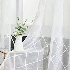 Walmart.com has been visited by 1m+ users in the past month Top Finel White Sheer Curtains 96 Inches Long White Embroidered Diamond Grommet Window Curtains For Living Room Bedroom 2 Panels Amazon Ca Home