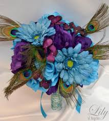 Buy faux roses, hydrangea, peonies, lilies, tulips, boxwood ans: Home Garden Wedding Supplies 17 Piece Package Wedding Bridal Bouquet Silk Flower Lavender Turquoise