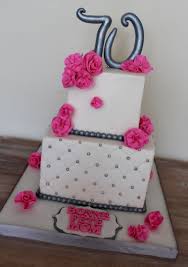 Square 40th Birthday Cakes For Ladies Two Tiered Square Cake Diamond Pattern Pink Silver And White 70th Birthday 70th Birthday Cake For Women 70th Birthday Cake Pink Birthday Cakes