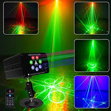 Amazon Com Led Stage Laser Lights Music Show Dj 120 Patterns Laser Projector Indoor 7 Lens 3 Color Rgb Decoration Light Blue Led Remote Control Stage Lighting Red Green Blue Sound Activated Party