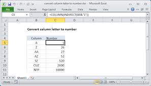 Translate character of the alphabet into a simple number cipher! Excel Formula Convert Column Letter To Number Exceljet