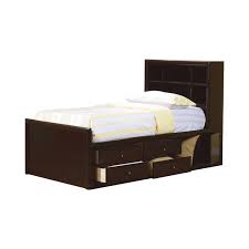 Full size platform bed frame with storage white bookcase. Phoenix Full Bookcase Bed With Underbed Storage Cappuccino