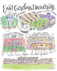 ECU Watercolor Print — East Carolina University — Unframed - Etsy Ireland
