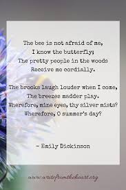 Emily Dickinson Poem Write From The Heart Dickinson Poems Emily Dickinson Poems Earth Day Poems