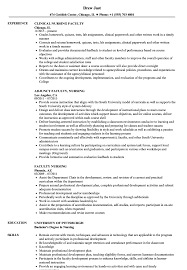 Faculty Nursing Resume Samples Velvet Jobs