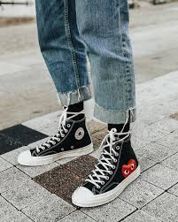 Comme Des Garcons Play X Converse Chuck Taylor 1970s Hi Black The Chuck Taylor X Cdg Play Foreverchuck Conversestyle Sneakers Men Fashion Sneakers Fashion Outfits With Converse