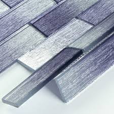 WS Tiles 2" x 6" Foil Glass Mosaic Subway Tile, Backsplash for Kitchen and Bathroom - 5 Square Feet per Carton Silver and Aqua Blue