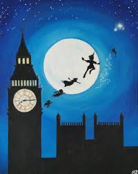 Think Happy Thoughts Peter Pan Painting Disney Canvas Art Disney Art
