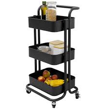 Designed with 3 practical shelves to meet all of your storage needs, this set also includes two comfortable stools to allow you to enjoy a meal or a. Black Steel Kitchen Trolley With 3 Shelves